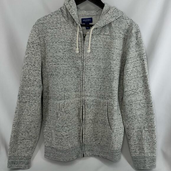 Arizona Jean Co Heather Gray Off White Full Zip Hoodie Mens Large Basic Normcore - Picture 1 of 4